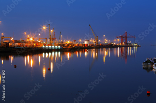 Dublin Port at night as seen from the East-Link Toll Bridge