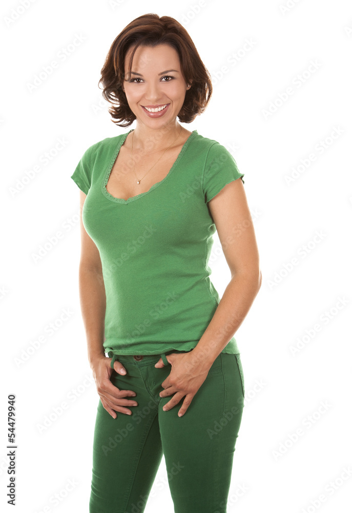 Fototapeta premium pretty brunette in green