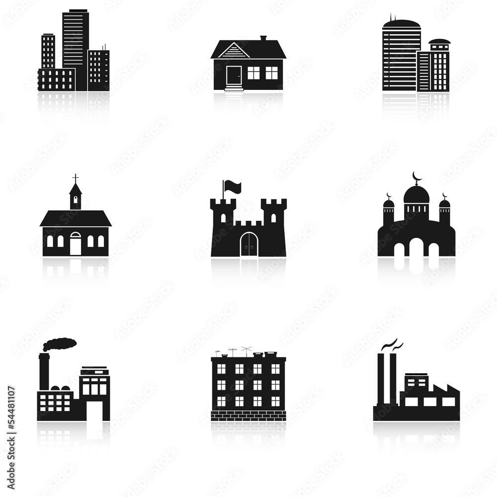 various buildings icons