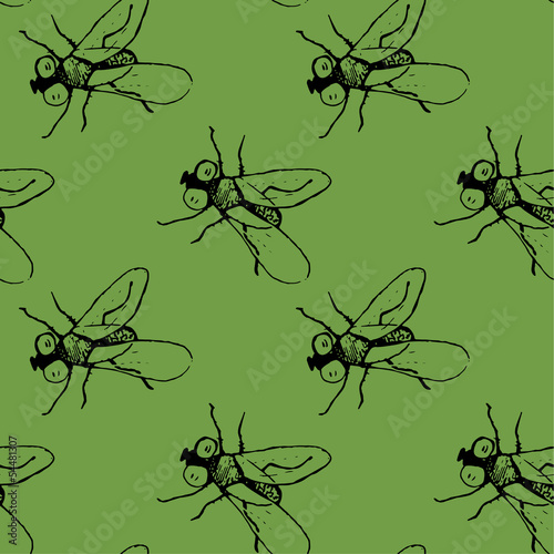 flies on green background