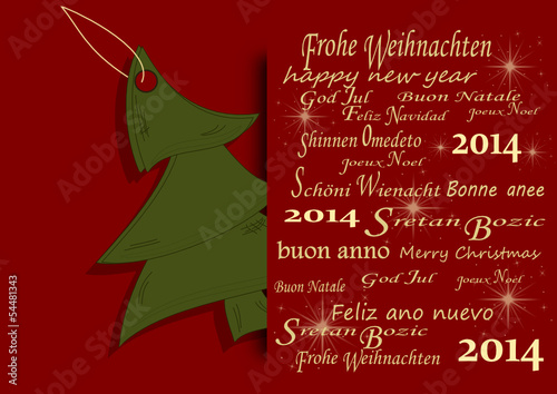 Weihnachtskarte mit Tannenbaum, 2014