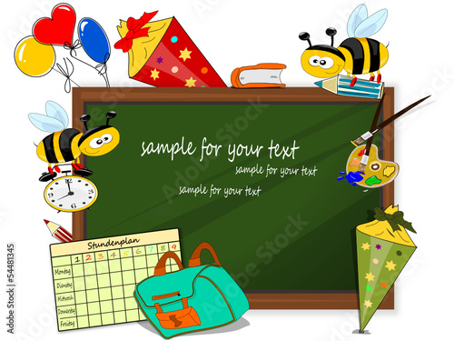 Erster Schultag, Tafel Illustration