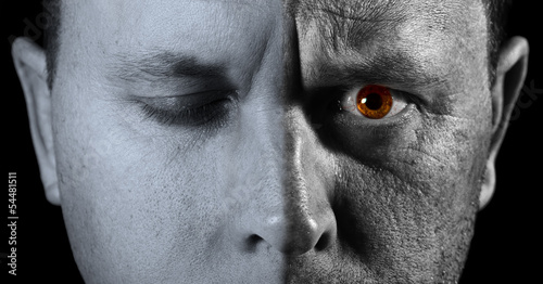 Canvas Print Face of man closeup with different textures