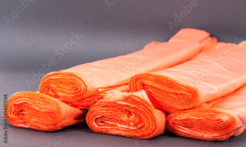 Orange plastic bags