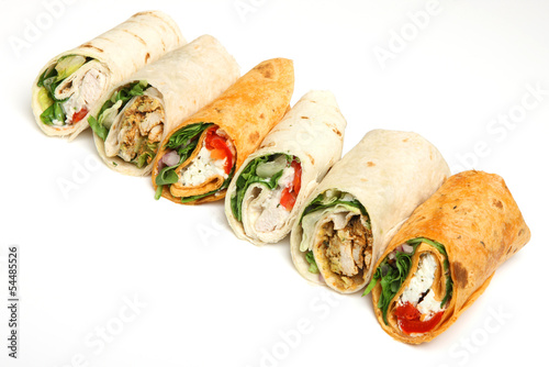 Variety of Wrap Sandwiches