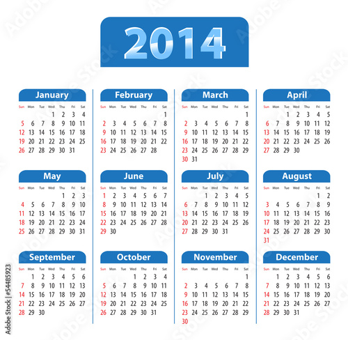 Calendar 2014 blue
