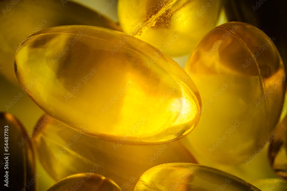 Omega 3, vitamin D, fish oil capsule