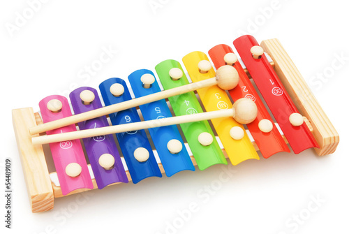colorful xylophone on white with clipping path photo