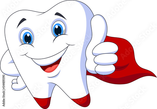 Cute cartoon superhero tooth
