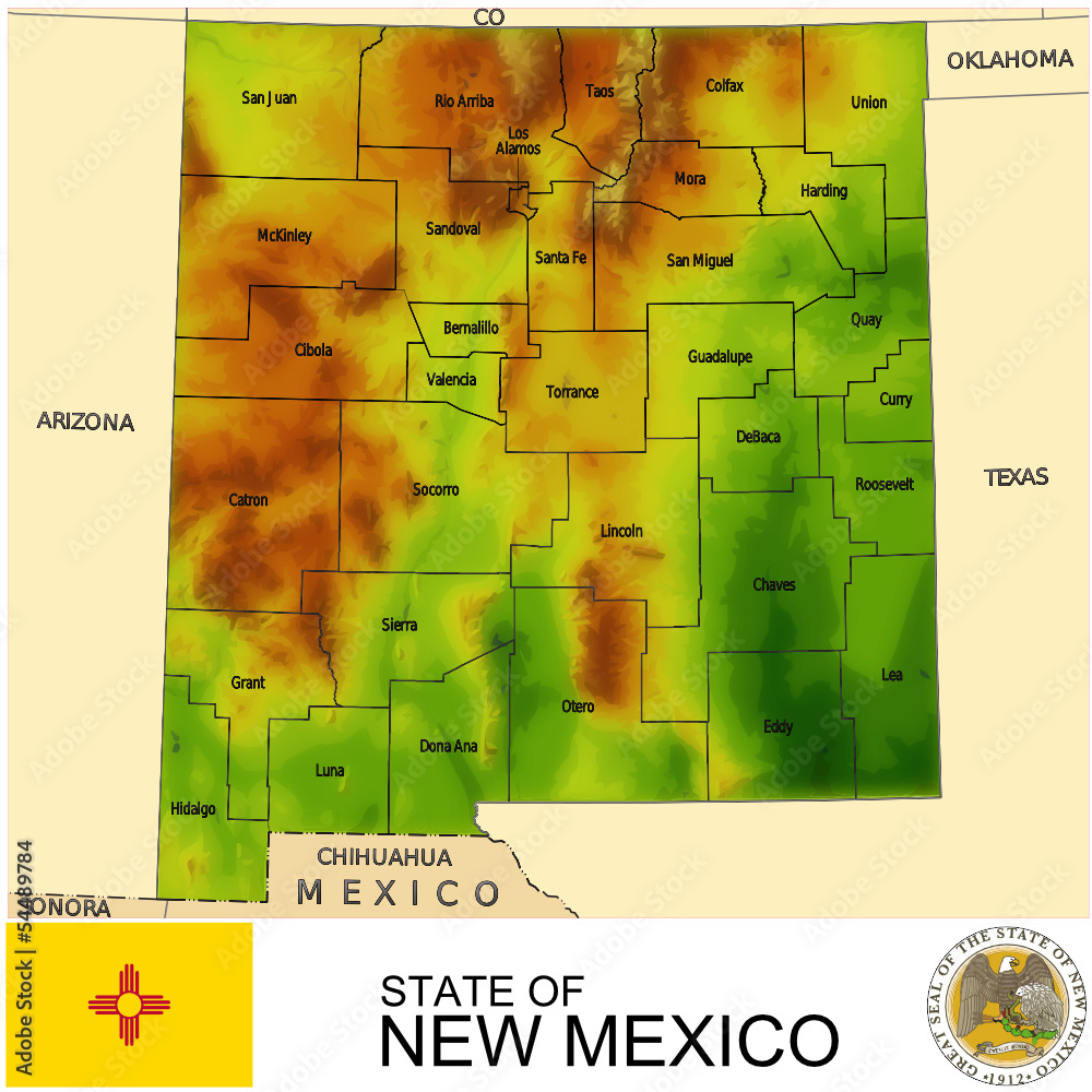 New Mexico USA counties name location map background Stock Vector Adobe Stock