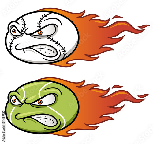 Vector illustration of Tennis ball and Baseball