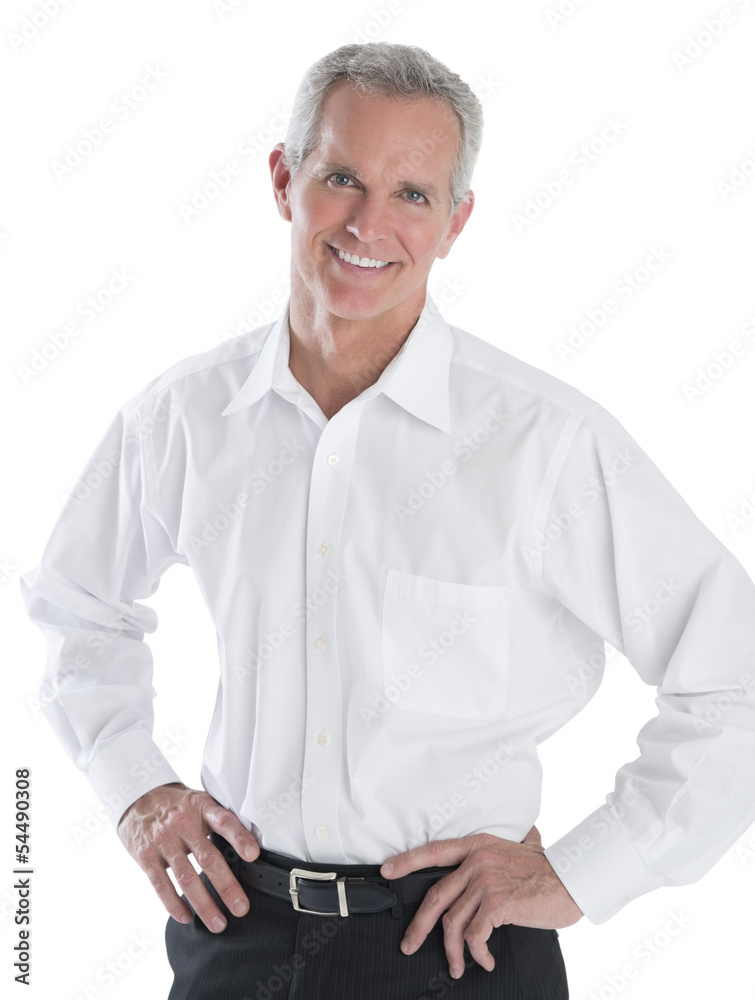 Confident Businessman Standing Over White Background Confident Businessman Standing Over White Background