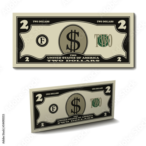vector two dollar paper bill banknote