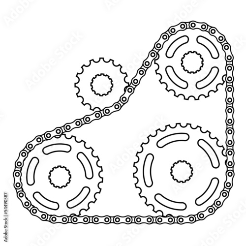 vector industrial chain sprocket silhouette