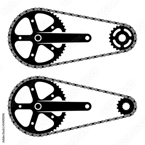 vector bicycle chain sprocket transmission silhouettes