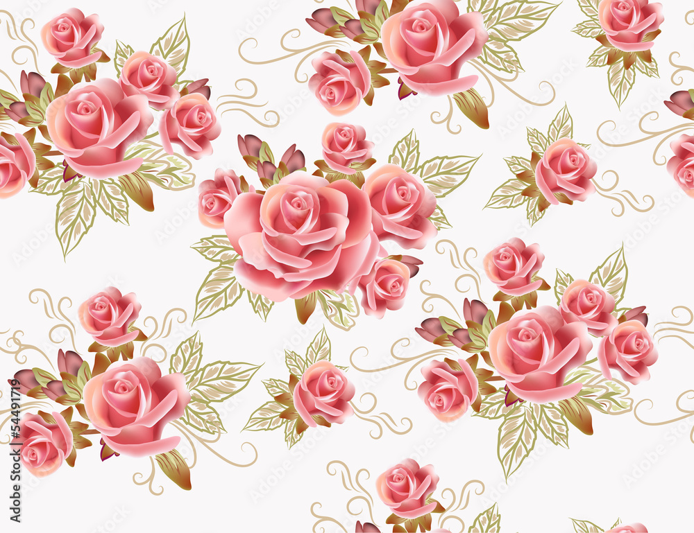 Cute seamless wallpaper design with rose flowers