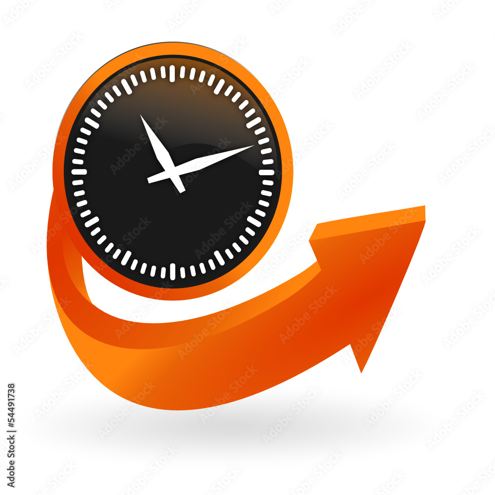 Vecteur Stock horloge sur web bouton flèche orange | Adobe Stock