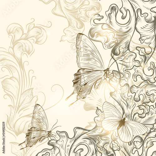 Hand drawn floral background for design