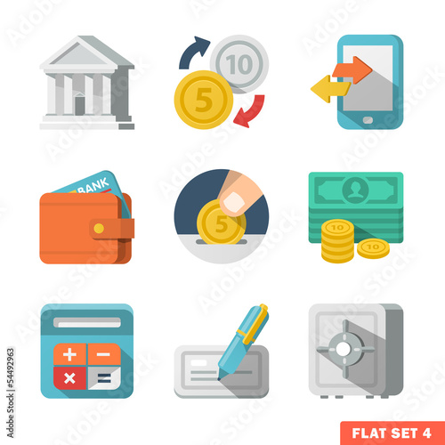 Money Flat icon set for Web and Mobile Application.