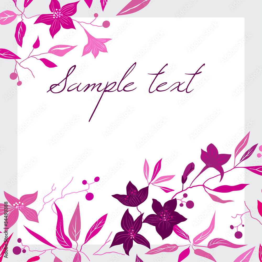 Card with pink leaves and flowers Card with pink leaves and flowers