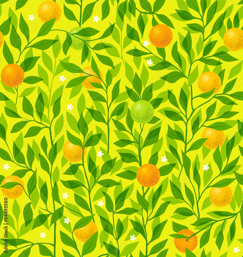 Obraz premium Seamless pattern summer with an orange tree