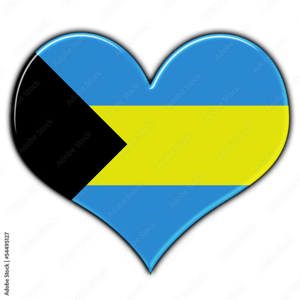 Fototapeta premium Coração com a bandeira das Bahamas