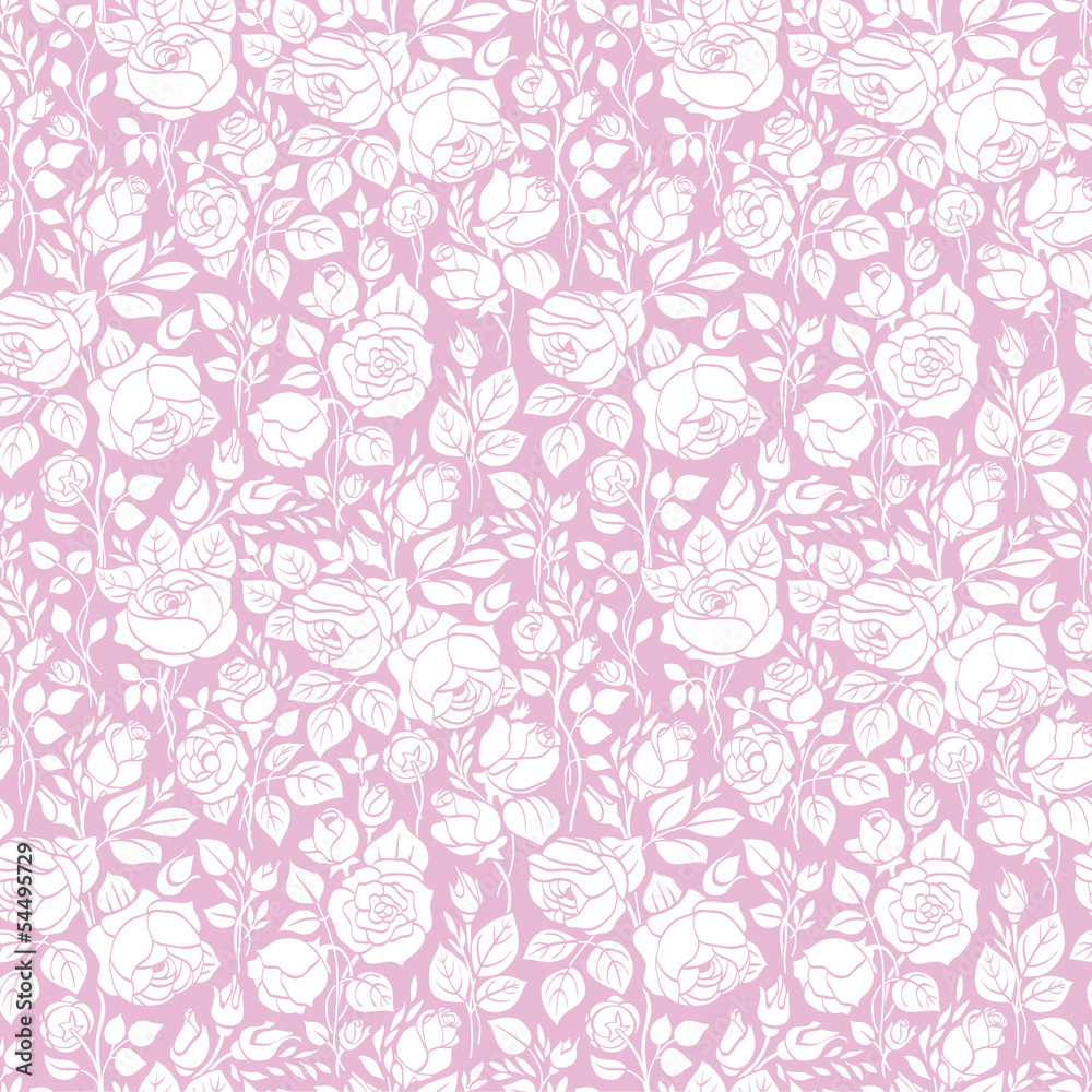 Pink vintage seamless pattern with garden roses
