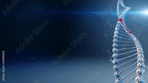 blue background with rotating deoxyribonucleic acid, DNA