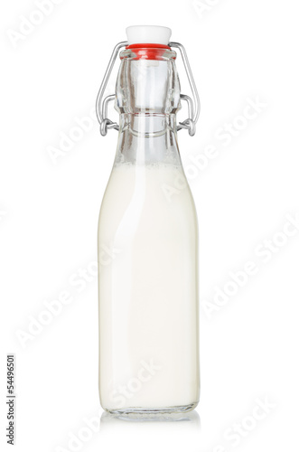 Milk bottle with vintage swing top isolated on white