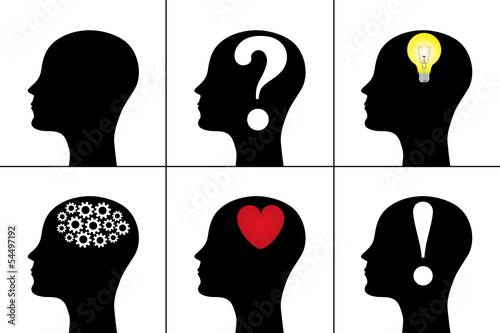 collection of silhouettes of a man's head