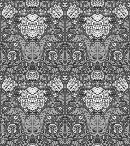 Gray vintage seamless pattern baroque