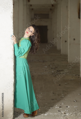 Attractive young lady posing somewhere in industrial ruins © czamfir