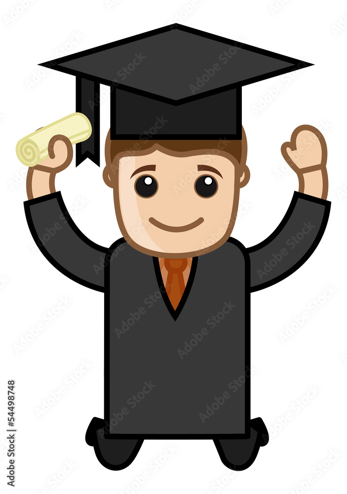 Graduate Boy - Cartoon Office Vector Illustration Graduate Boy - Cartoon Office Vector Illustration