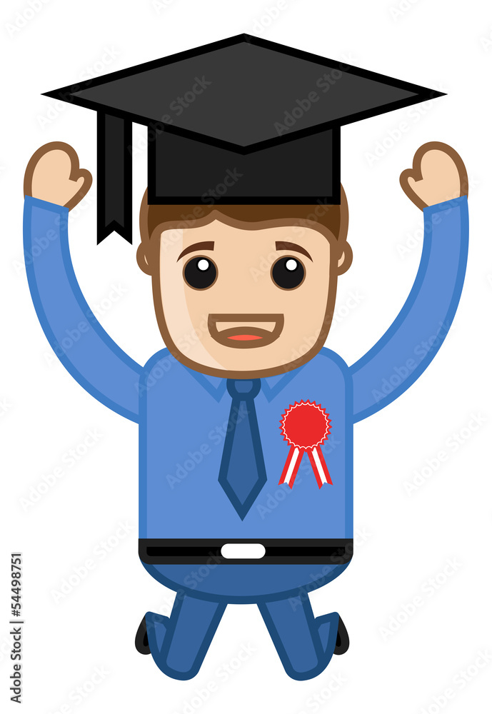 Graduation Celebration - Cartoon Office Vector Illustration Graduation Celebration - Cartoon Office Vector Illustration