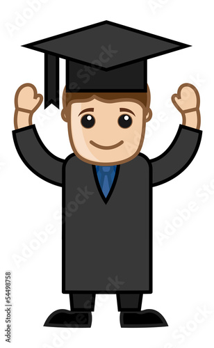Graduation Day - Cartoon Office Vector Illustration