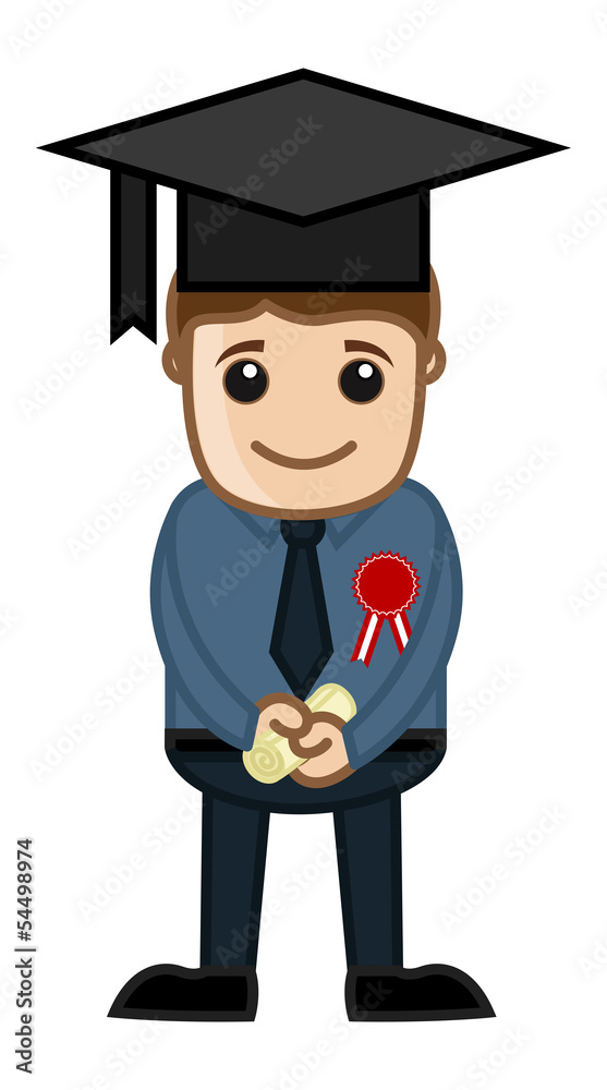Graduate Man - Cartoon Office Vector Illustration Graduate Man - Cartoon Office Vector Illustration