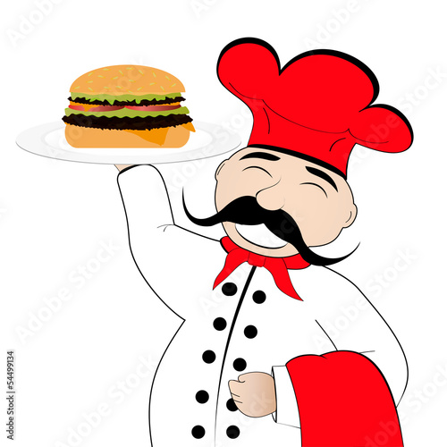chef with cheeseburger