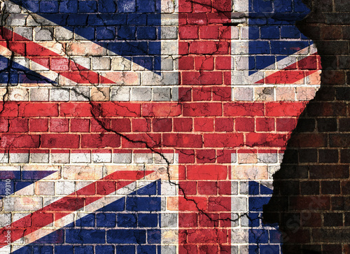 UK flag on a cracked brick wall #54499310