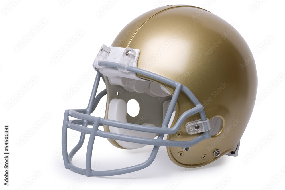 Gold football helmet isolated on a white background Gold football helmet isolated on a white background