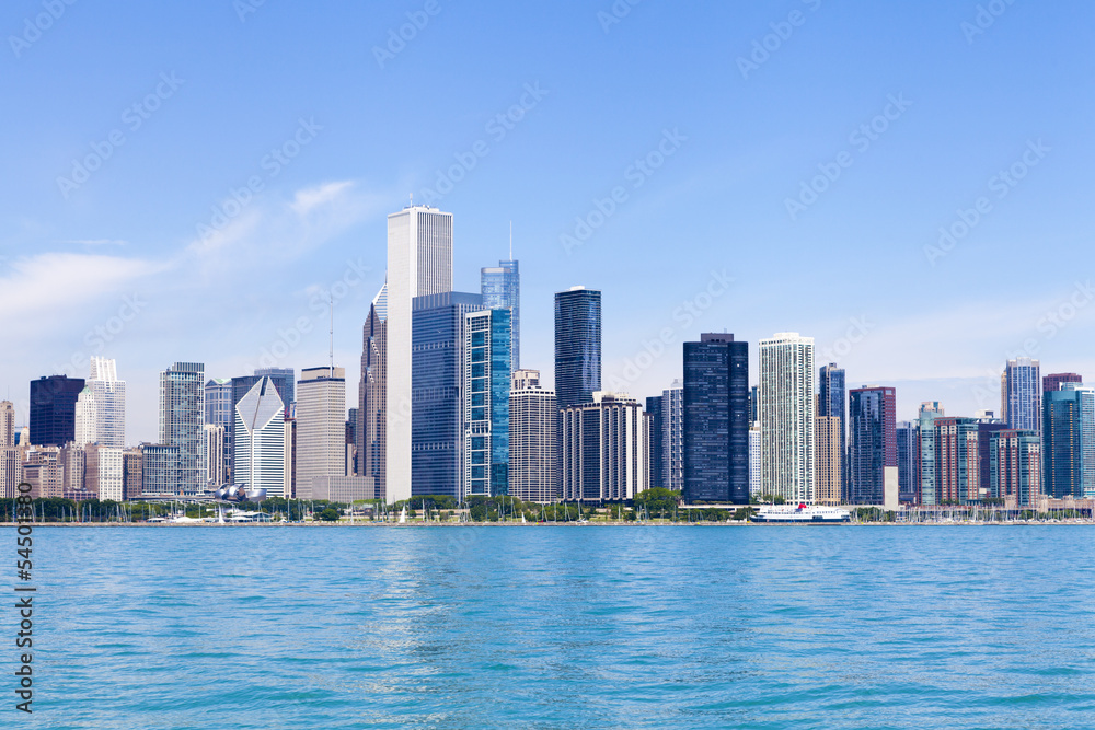 Chicago Skyline With Blue Clear Sky