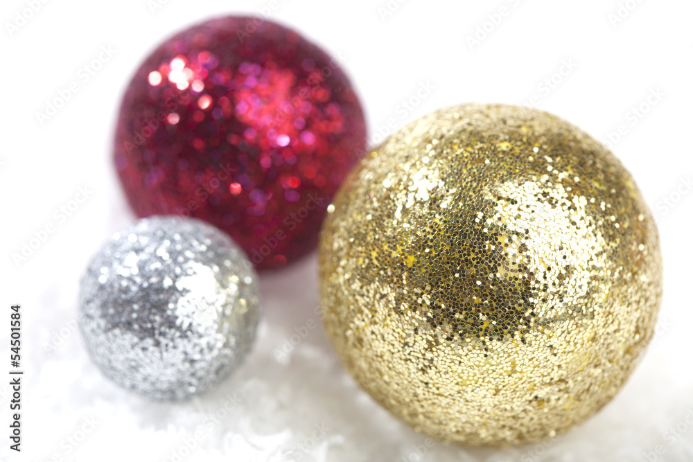 Ornamental Christmas balls on snow Ornamental Christmas balls on snow