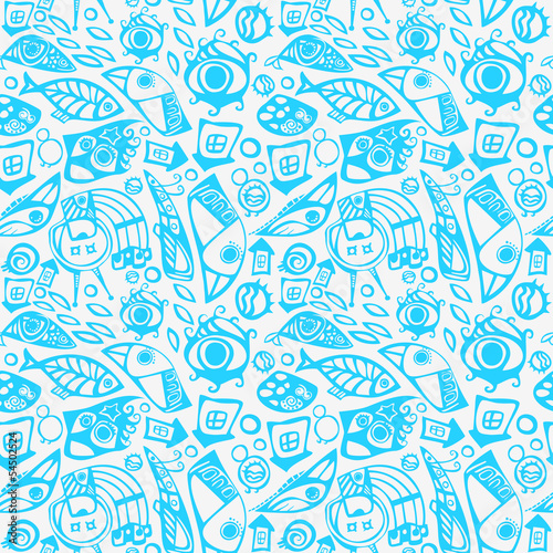 Abstract seamless pattern in blue