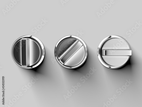 Three metal buttons