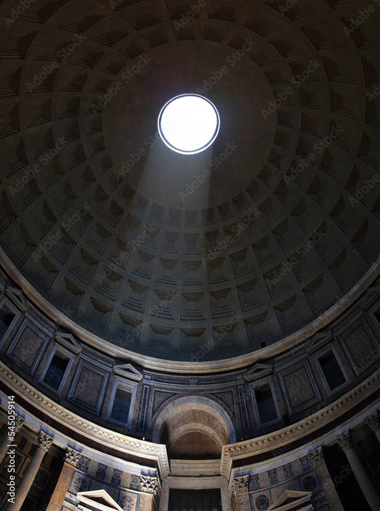 Interior view of the dome of the Pantheon in Rome, Italy