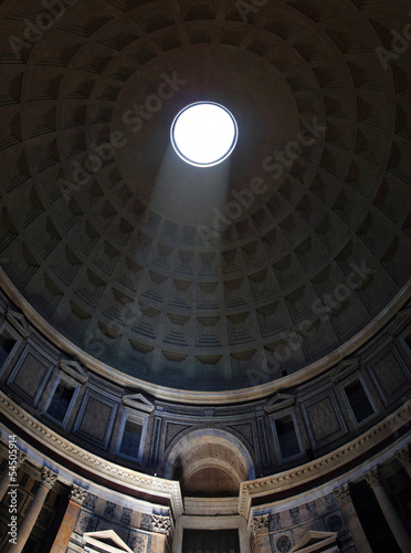 Interior view of the dome of the Pantheon in Rome, Italy