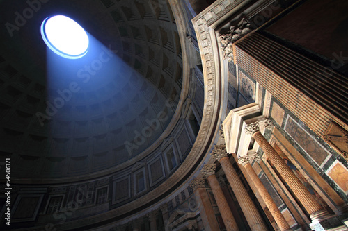 Interior view of the dome of the Pantheon in Rome, Italy photo