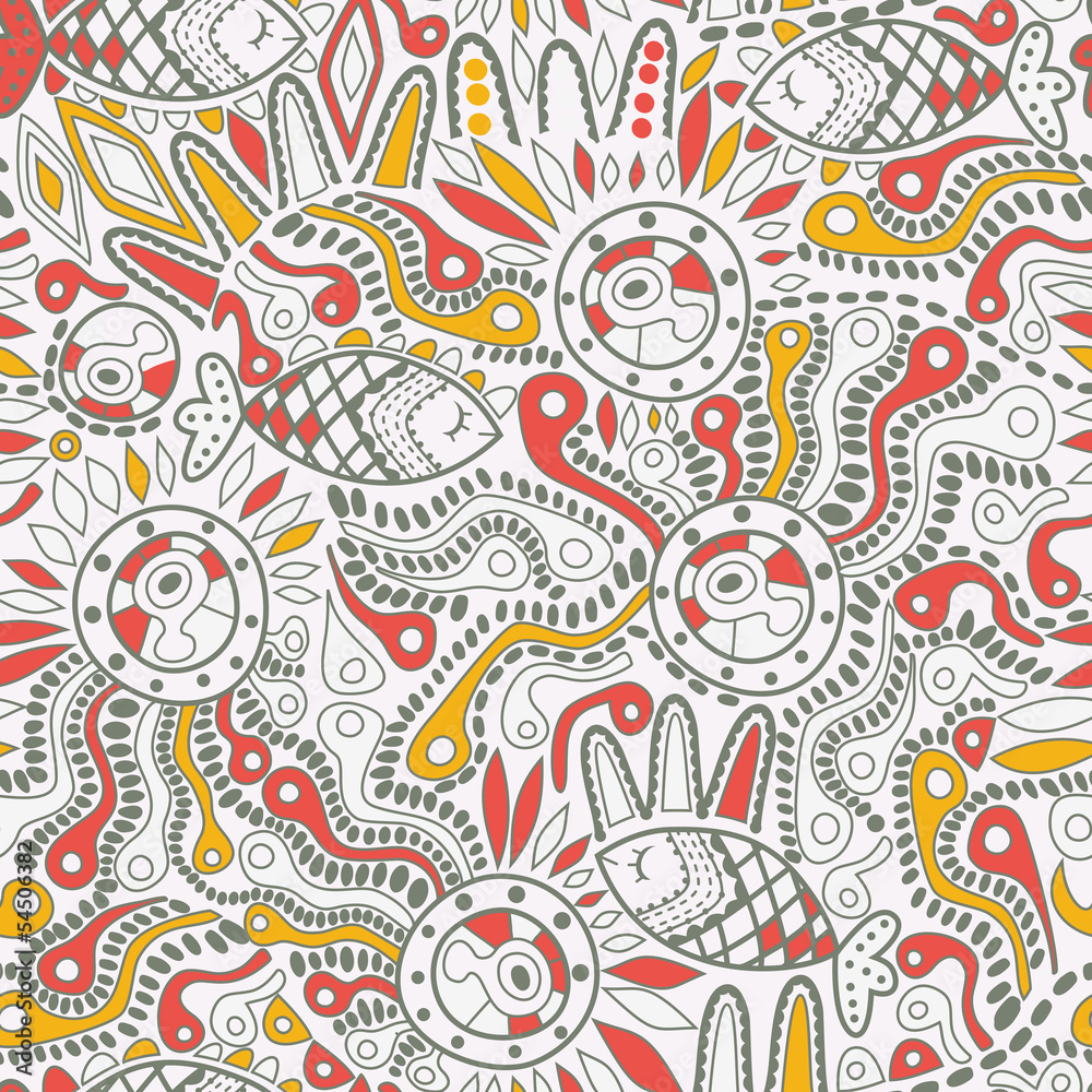 Ethnic seamless pattern. Copy square to the side and you'll get