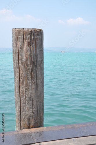 Wooden pole in the water