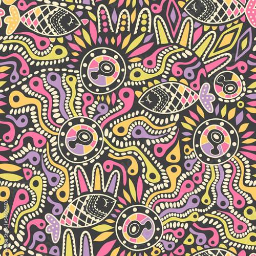 Ethnic seamless pattern. Copy square to the side and you'll get