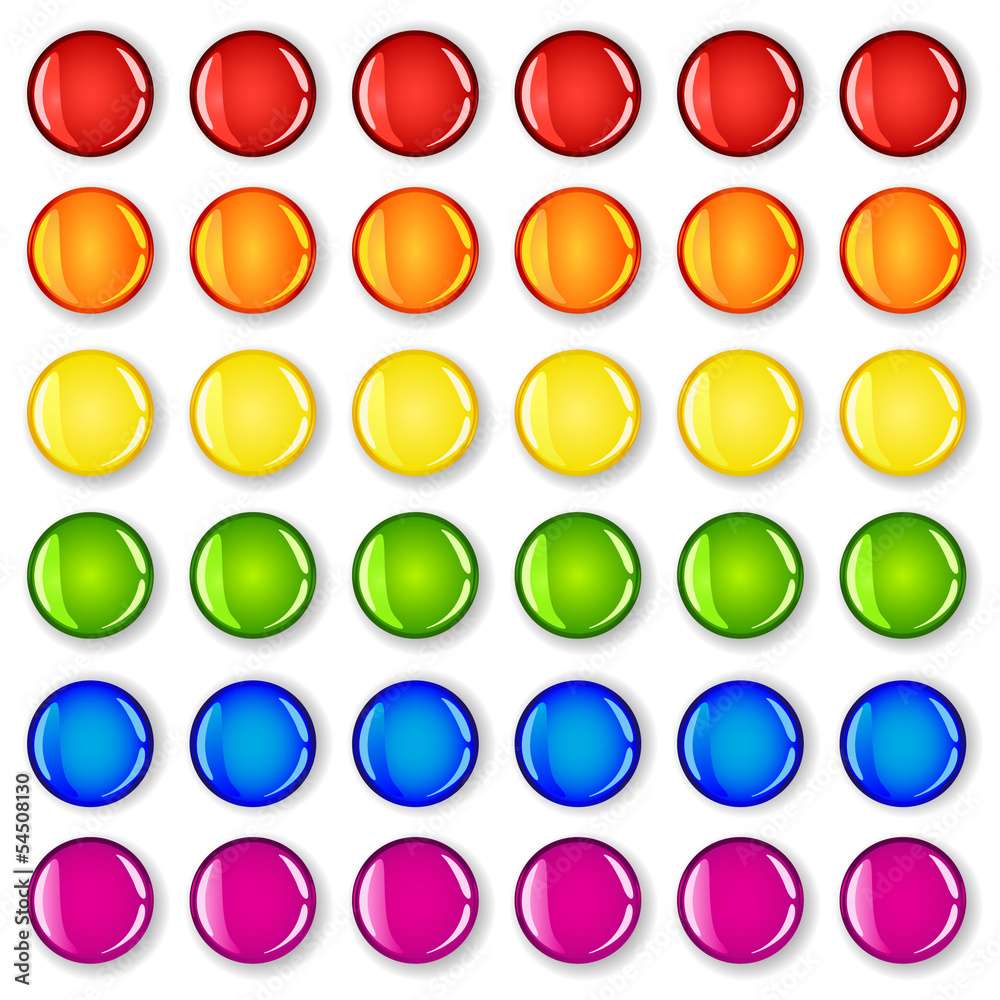 Glossy buttons with shadows in rainbow colors Glossy buttons with shadows in rainbow colors